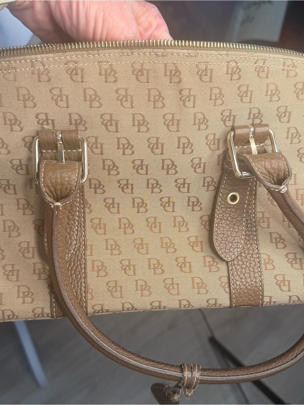 Dooney Bourke Tan Monogram Satchel Handbag - Women's Bag